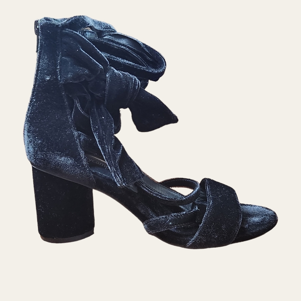 Jeffrey Campbell Faustino Black Velvet Strappy Heels - Picture 2 of 7